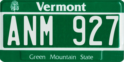 VT license plate ANM927