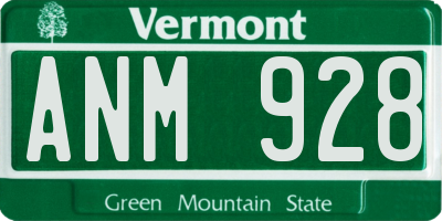 VT license plate ANM928