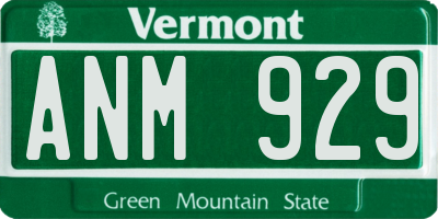 VT license plate ANM929
