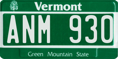 VT license plate ANM930
