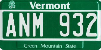 VT license plate ANM932