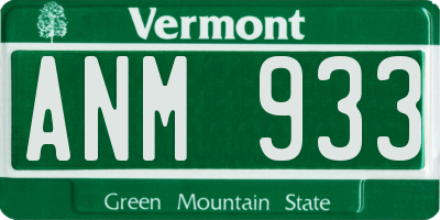VT license plate ANM933