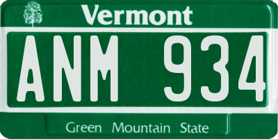 VT license plate ANM934