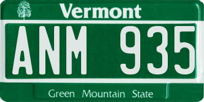 VT license plate ANM935