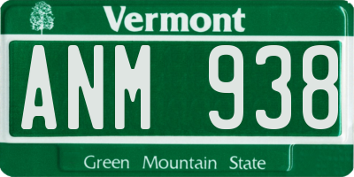 VT license plate ANM938