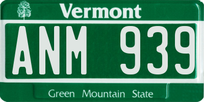 VT license plate ANM939