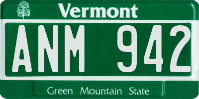 VT license plate ANM942
