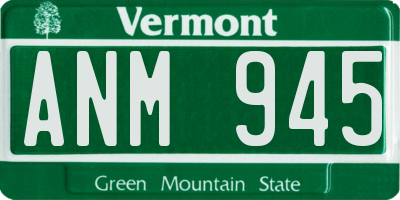 VT license plate ANM945