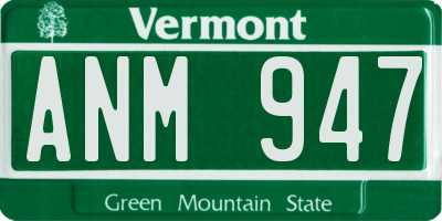 VT license plate ANM947