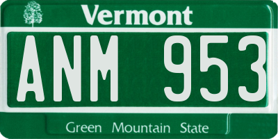VT license plate ANM953