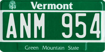 VT license plate ANM954
