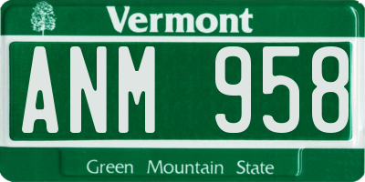VT license plate ANM958