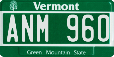 VT license plate ANM960