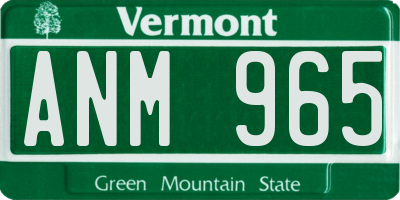 VT license plate ANM965