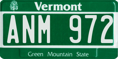 VT license plate ANM972