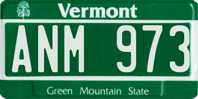 VT license plate ANM973