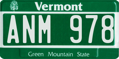 VT license plate ANM978