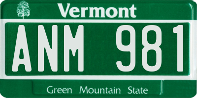 VT license plate ANM981