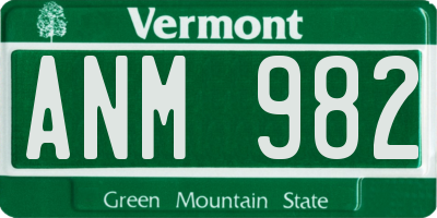 VT license plate ANM982