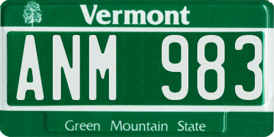 VT license plate ANM983