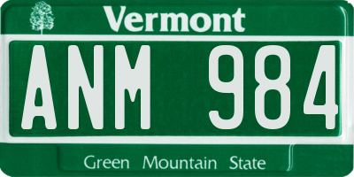 VT license plate ANM984