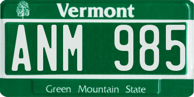 VT license plate ANM985