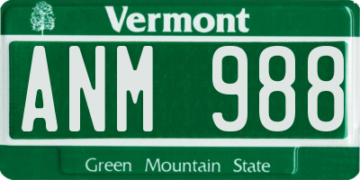 VT license plate ANM988