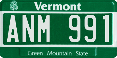 VT license plate ANM991