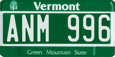 VT license plate ANM996