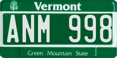 VT license plate ANM998