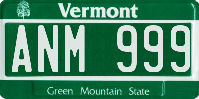 VT license plate ANM999