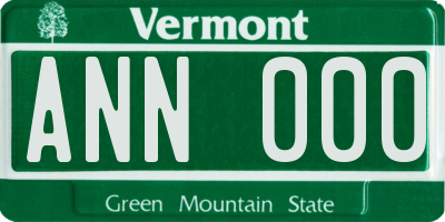 VT license plate ANN000