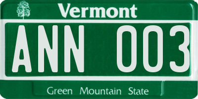 VT license plate ANN003