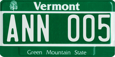 VT license plate ANN005