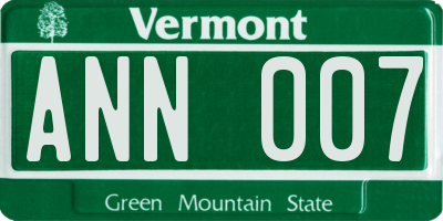 VT license plate ANN007