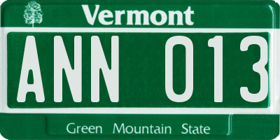 VT license plate ANN013