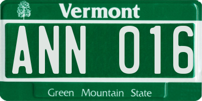 VT license plate ANN016