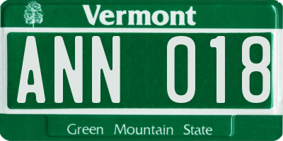 VT license plate ANN018