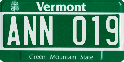 VT license plate ANN019