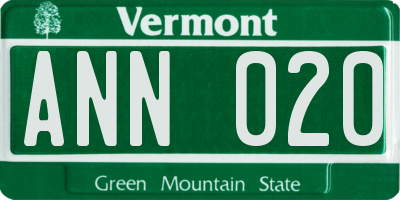 VT license plate ANN020