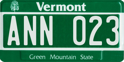 VT license plate ANN023