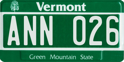 VT license plate ANN026