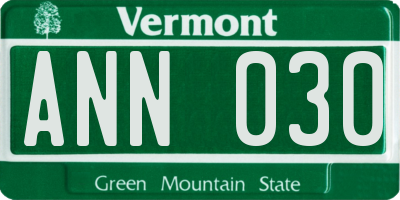 VT license plate ANN030