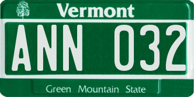 VT license plate ANN032