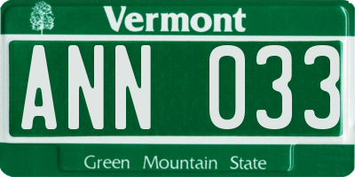 VT license plate ANN033