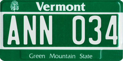 VT license plate ANN034