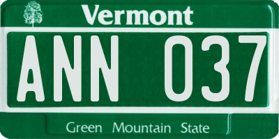 VT license plate ANN037
