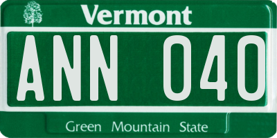 VT license plate ANN040