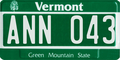 VT license plate ANN043
