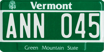 VT license plate ANN045